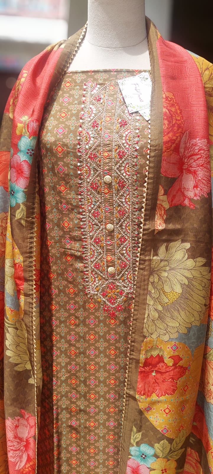 Grey-Rust Silk Blend