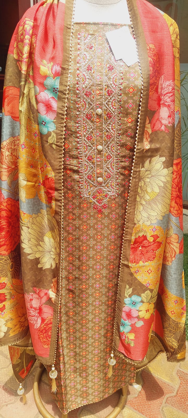 Grey-Rust Silk Blend