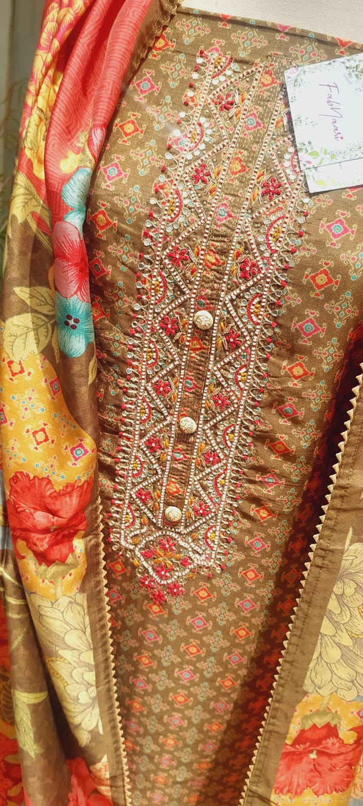 Grey-Rust Silk Blend