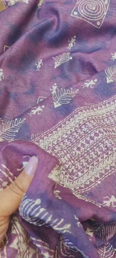 Warli Art Chanderi Silk