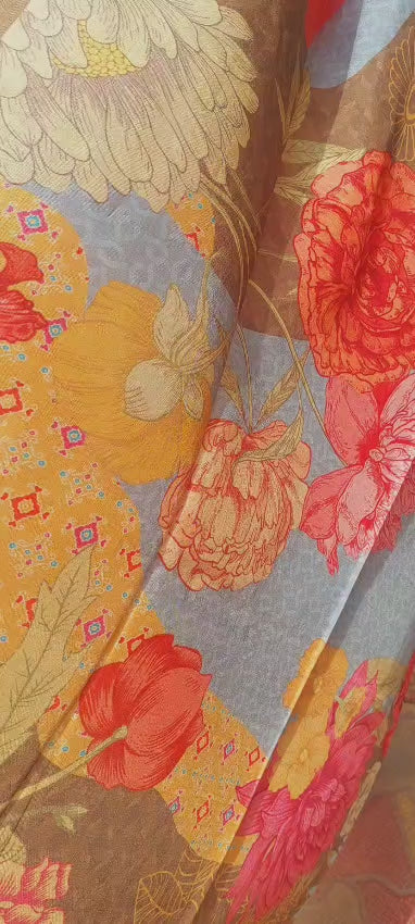 Grey-Rust Silk Blend